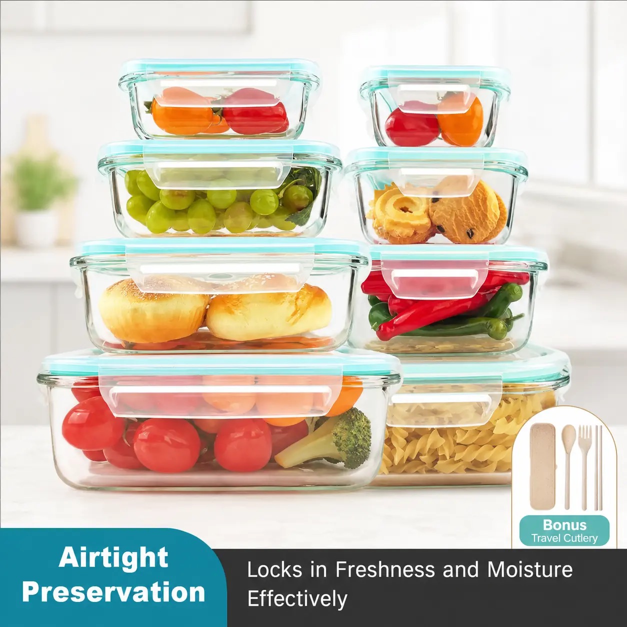 Borosilicate Glass Food Storage Containers Stackable Square